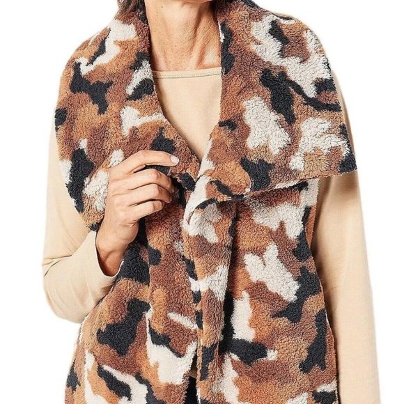 Susan Graver Brown Cinnamon Asymmetrical Snap Vest / Jacket Women's Size Large - Picture 1 of 12